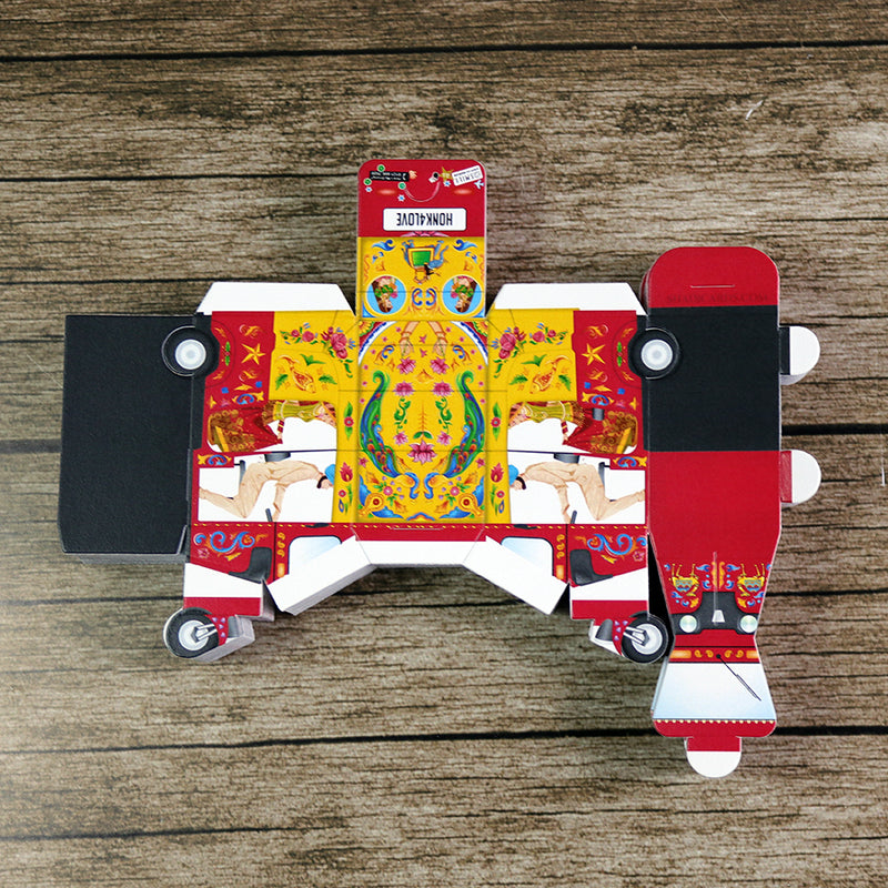 Rickshaw Tuktuk Shaped Favour Boxes Yellow & Red – Flat Pack, Fill & Assemble