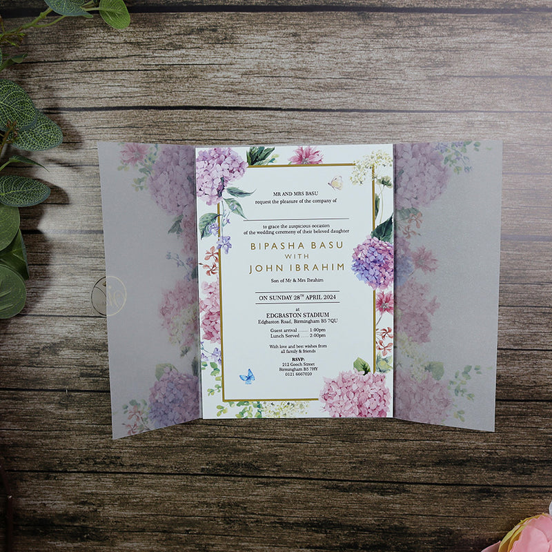 Lilac flowers Translucent Vellum Invitation ABC 1215