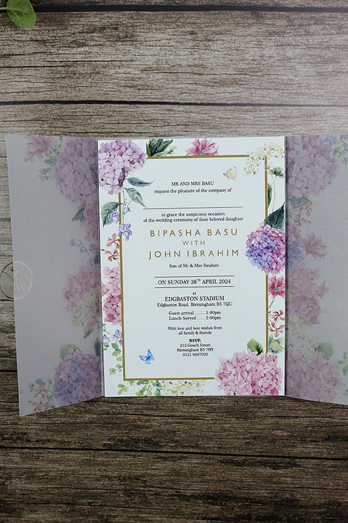 Load image into Gallery viewer, Lilac flowers Translucent Vellum Invitation ABC 1215
