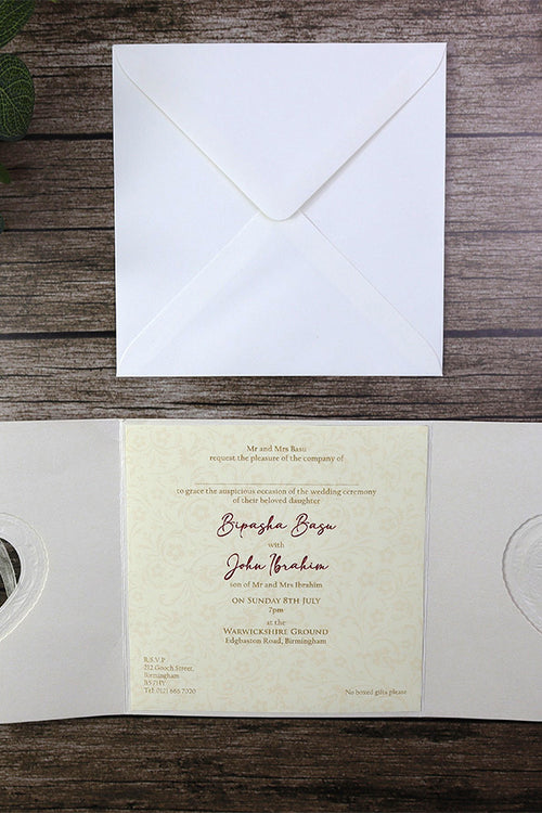 Load image into Gallery viewer, Ivory Gatefold Heart Invitation W001
