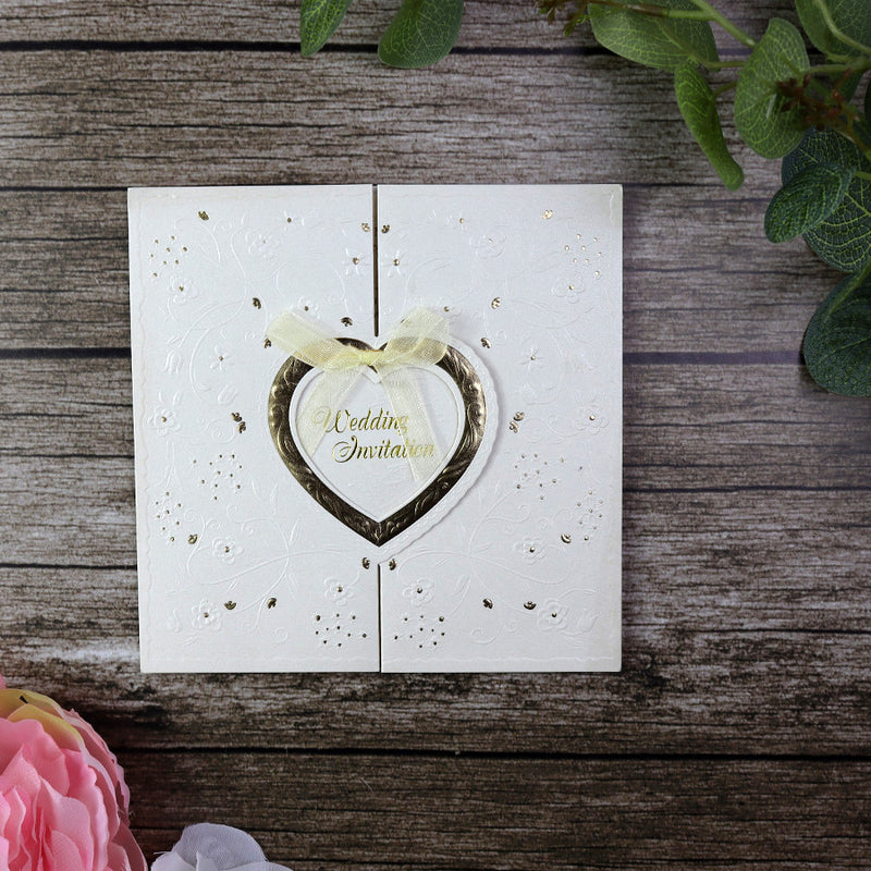 Ivory Gatefold Heart Invitation W001