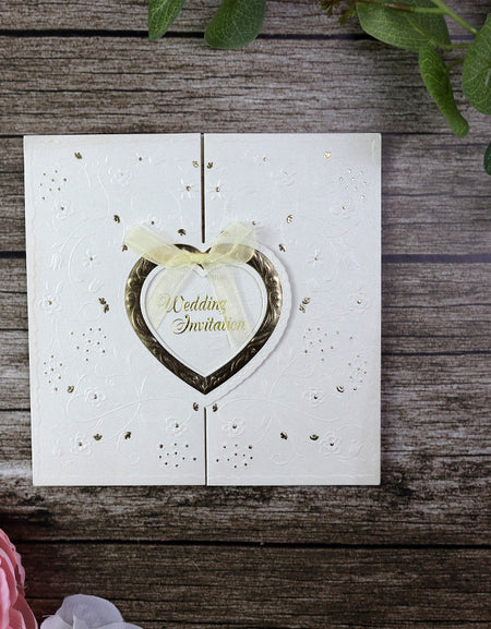 Ivory Gatefold Heart Invitation W001