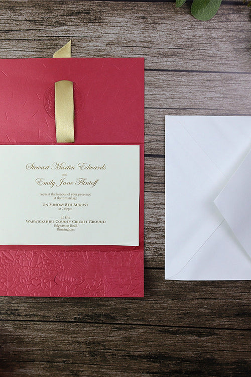 Load image into Gallery viewer, W0091 Royal seal and ribbon red party invitations

