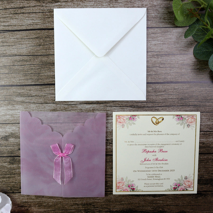 Translucent Paper Invitation W114E Pink Vellum Translucent Paper Invitation - Elegant and Delicate ...