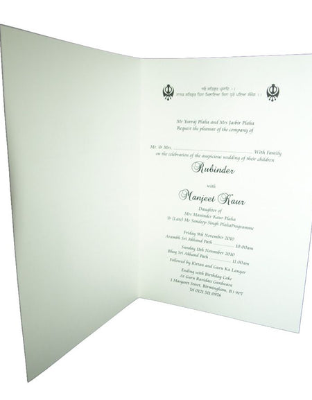 Budget Indian Punjabi Sikh Wedding Cards with Anand Karaj Text Wording
