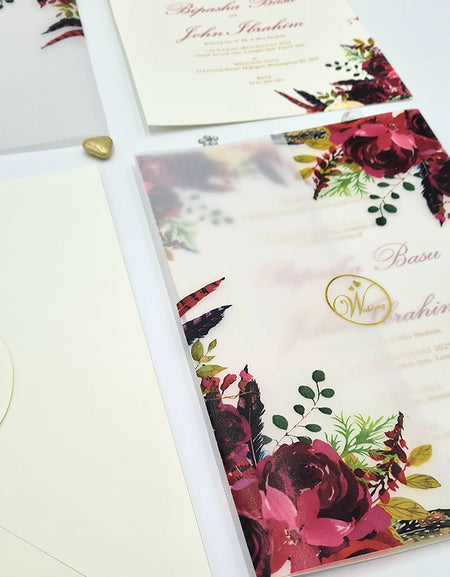 Maroon floral Translucent Invitation