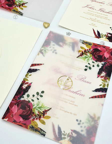 Burgundy Gatefold Vellum Invitation