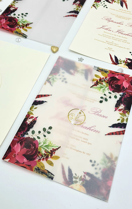 Burgundy Gatefold Vellum Invitation