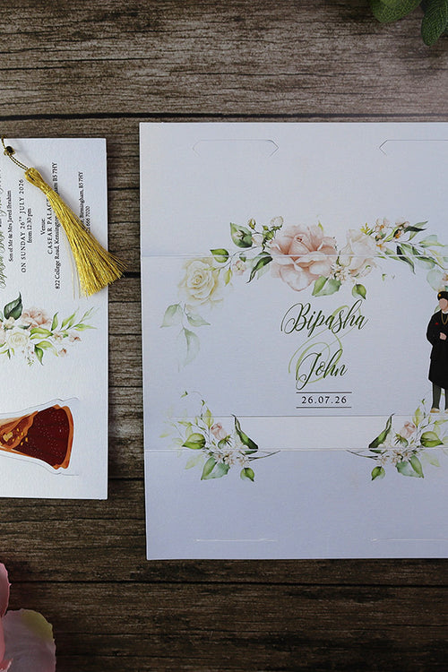 Load image into Gallery viewer, ABC 1196 Sliding Bride &amp; Groom Maroon Floral Invitation
