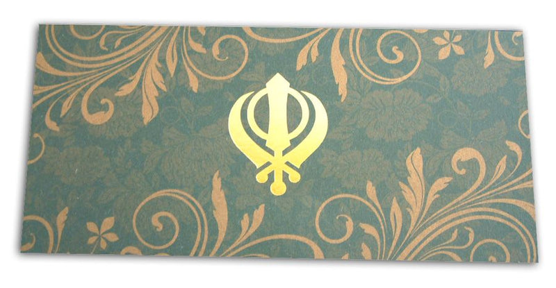 Amazon green gold pattern Sikh invitation ABC 445