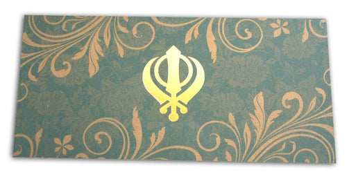 Load image into Gallery viewer, Amazon green gold pattern Sikh invitation ABC 445
