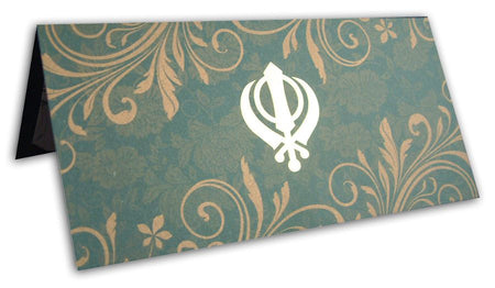 Amazon green gold pattern Sikh invitation ABC 445