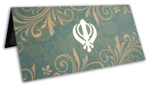 Load image into Gallery viewer, Amazon green gold pattern Sikh invitation ABC 445
