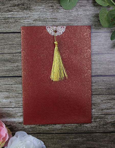 Red Pocket Invitation Card with Gold Tassel