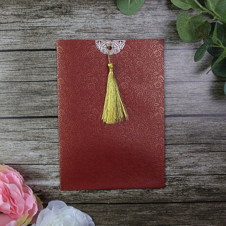 Red Pocket Invitation Card with Gold Tassel