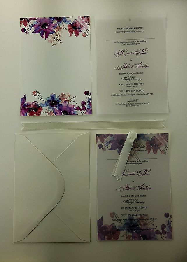 ABC 981 Watercolour Floral Vellum Invitation