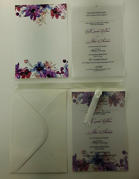 ABC 981 Watercolour Floral Vellum Invitation