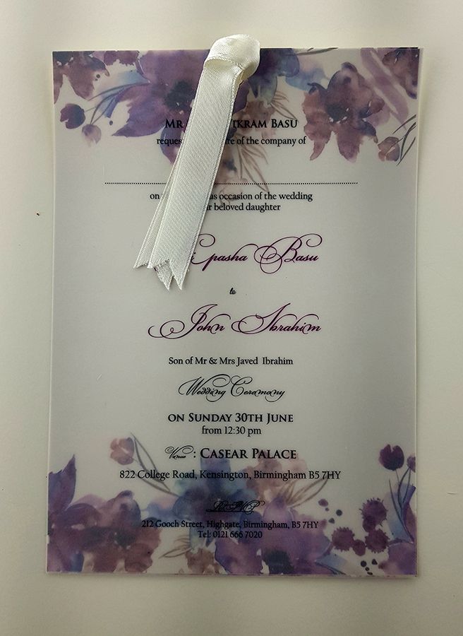 ABC 981 Watercolour Floral Vellum Invitation
