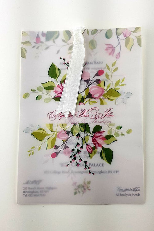 Load image into Gallery viewer, ABC 982 Botanic card with wild flowers Vellum Invitation
