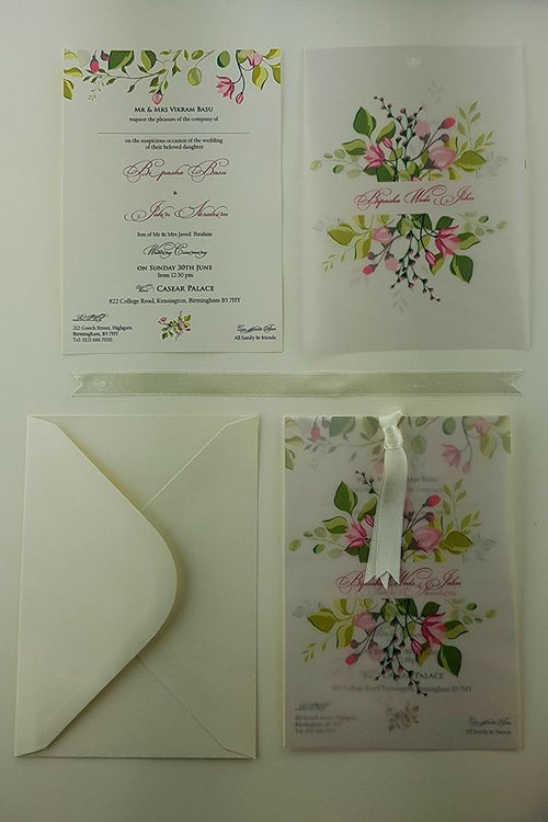 Load image into Gallery viewer, ABC 982 Botanic card with wild flowers Vellum Invitation
