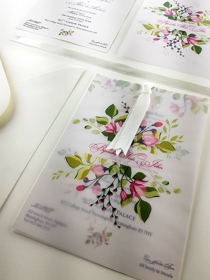 ABC 982 Botanic card with wild flowers Vellum Invitation