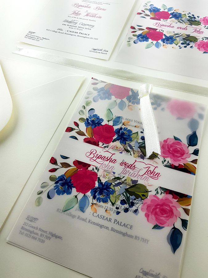 ABC 983 Vibrant Wildflower Modern Vellum Invitation