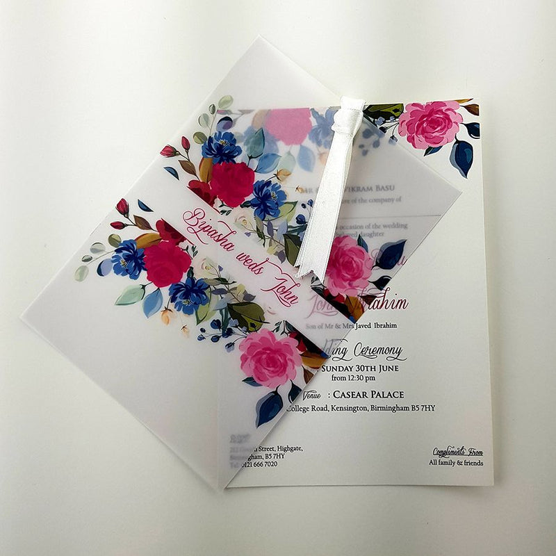 ABC 983 Vibrant Wildflower Modern Vellum Invitation