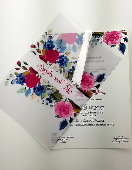 ABC 983 Vibrant Wildflower Modern Vellum Invitation