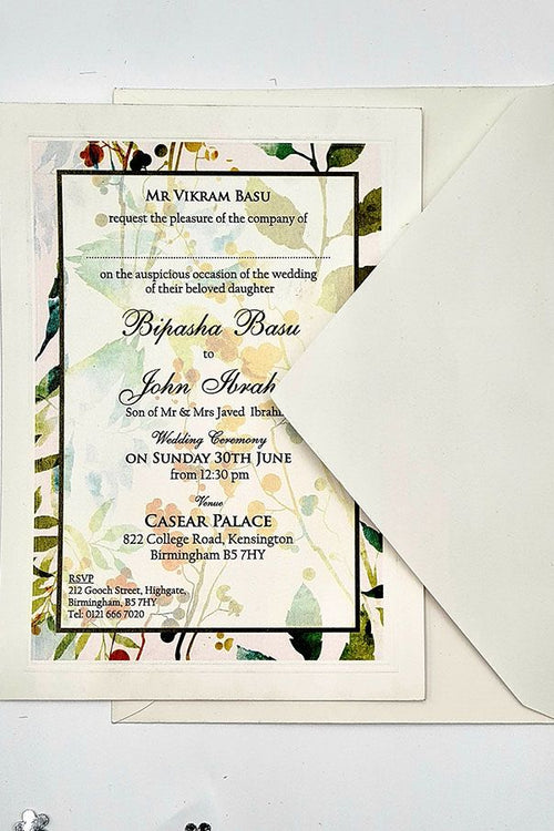 Load image into Gallery viewer, B 0028 - 101 Blue Green Leafy Invitation
