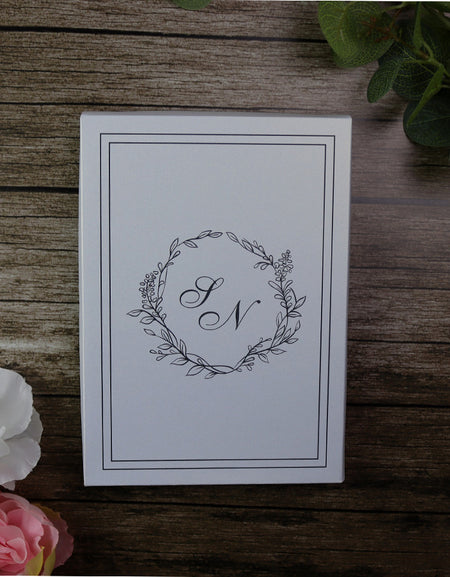Brdie Groom Initials Logo A5 Box Wedding Invitation card design