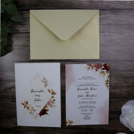 Customisable wedding invitation with floral peonies Border Invitations  
