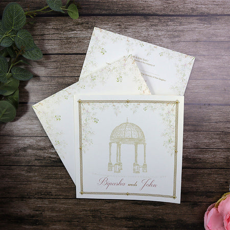 Detailed Floral Design Large Square Asian Wedding Invitation with matching envelope CLS 144