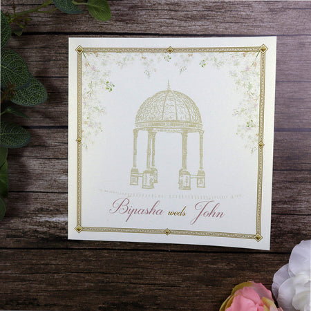 Detailed Floral Design Large Square Asian Wedding Invitation with matching envelope CLS 144