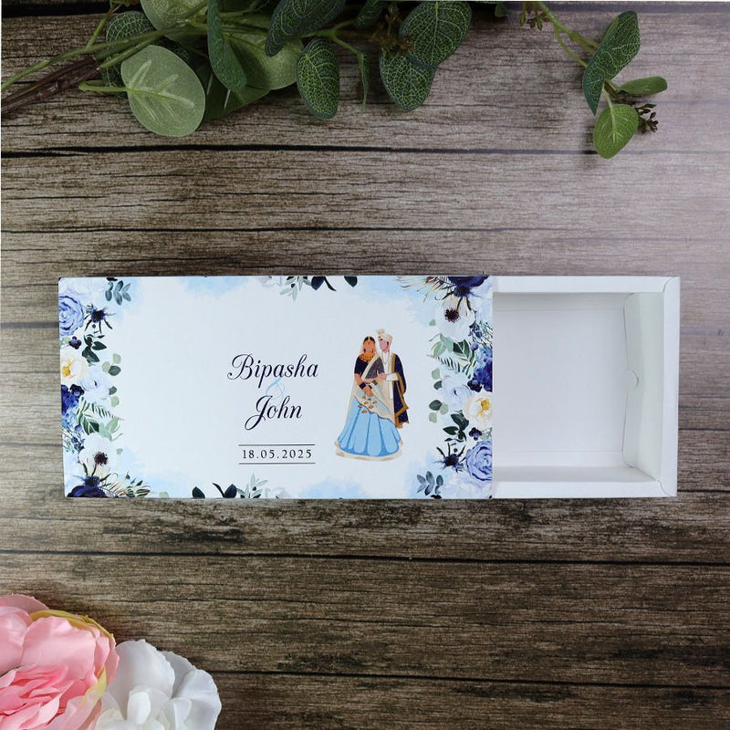 Personalized Blue Floral Sweet/Mithai Box MB 102