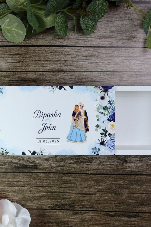 Load image into Gallery viewer, Personalized Blue Floral Sweet/Mithai Box MB 102
