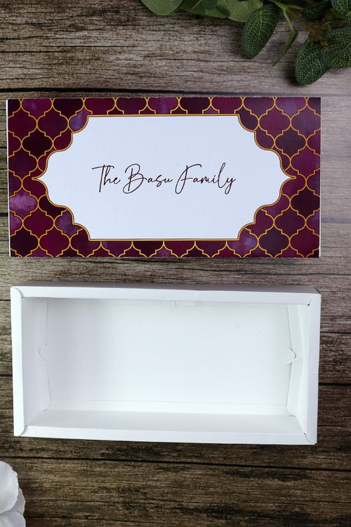 Load image into Gallery viewer, Personalized Maroon Pattern Sweet/Mithai Box MB 103
