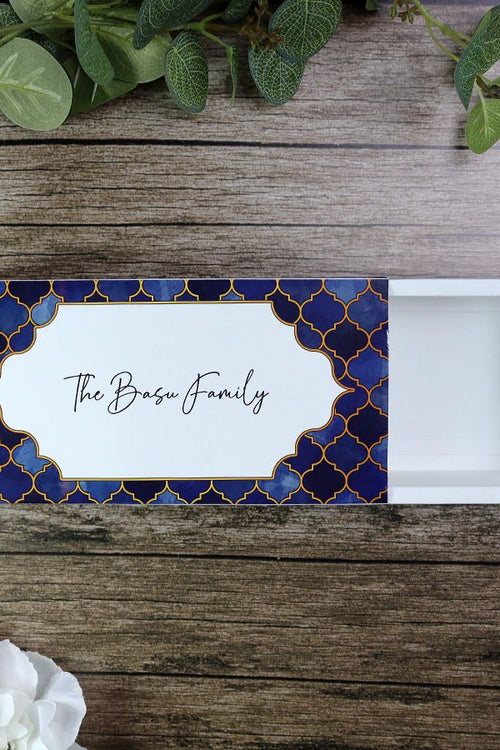 Load image into Gallery viewer, Personalized Blue Pattern Sweet/Mithai Box MB 105
