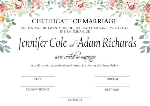 Load image into Gallery viewer, MC 201 Personalised Marriage Certificate

