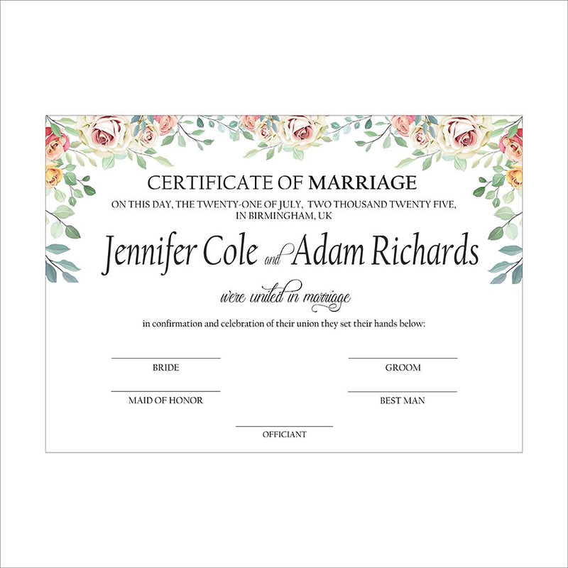 MC 201 Personalised Marriage Certificate