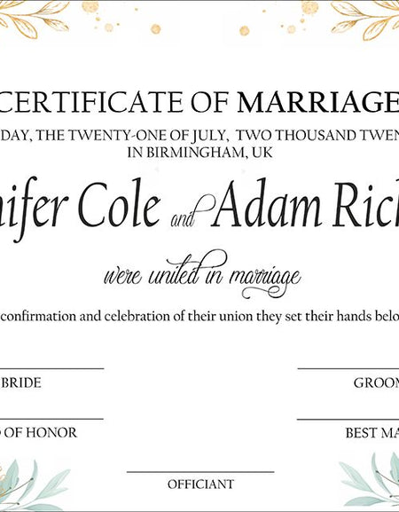 MC 202 Personalised Marriage Certificate