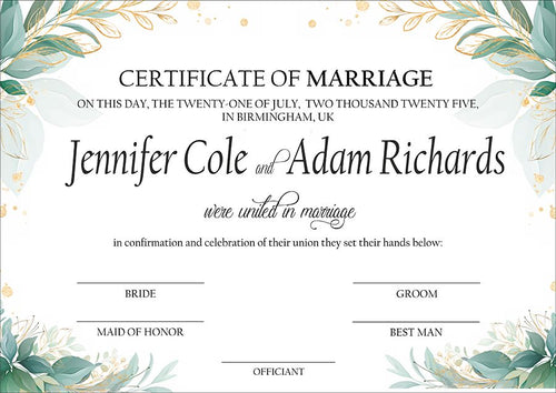 Load image into Gallery viewer, MC 202 Personalised Marriage Certificate
