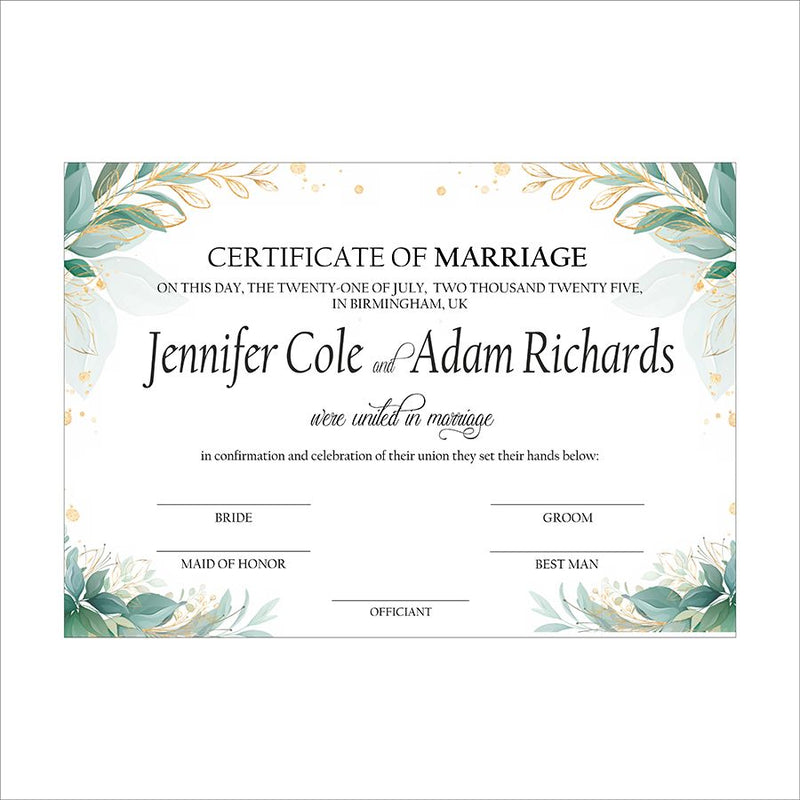 MC 202 Personalised Marriage Certificate