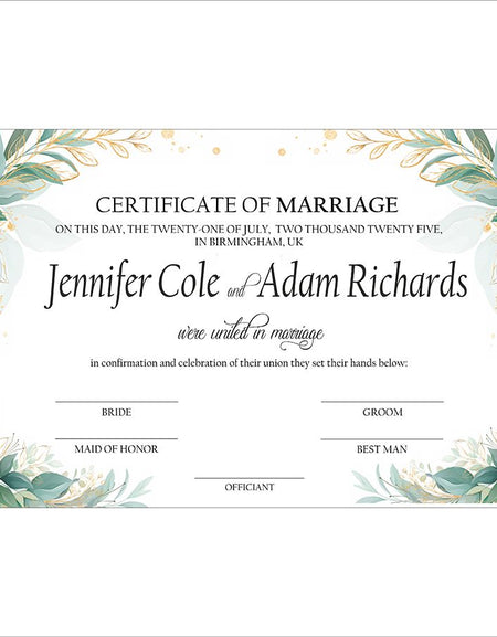 MC 202 Personalised Marriage Certificate