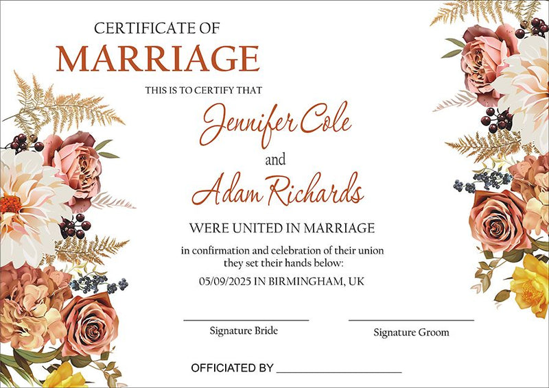MC 204 Personalised Marriage Certificate