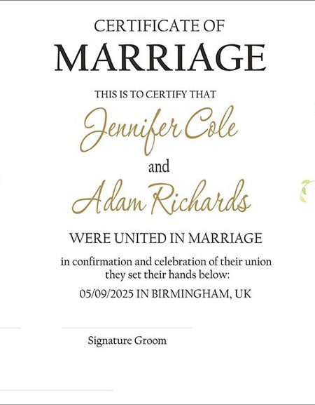 MC 205 Personalised Marriage Certificate