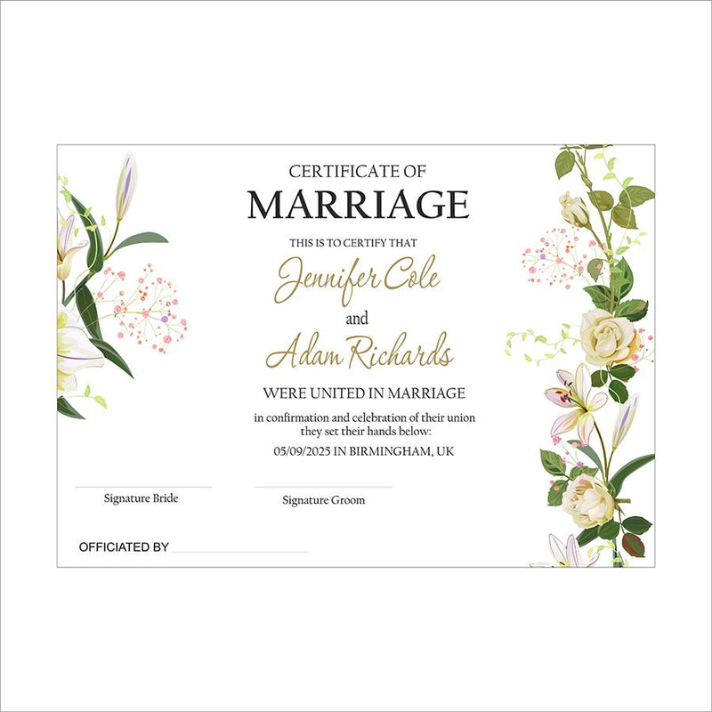 MC 205 Personalised Marriage Certificate