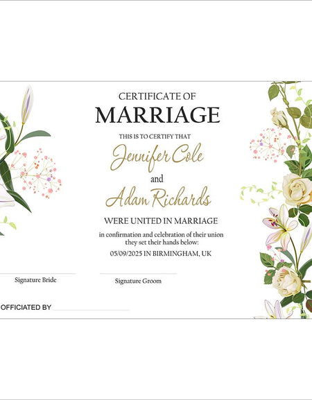 MC 205 Personalised Marriage Certificate