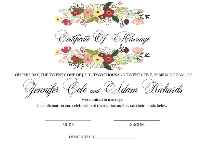 MC 208 Personalised Marriage Certificate