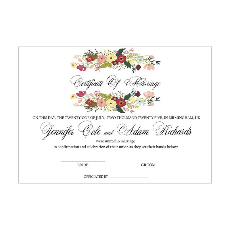 MC 208 Personalised Marriage Certificate