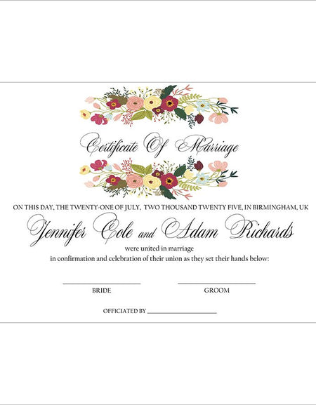 MC 208 Personalised Marriage Certificate